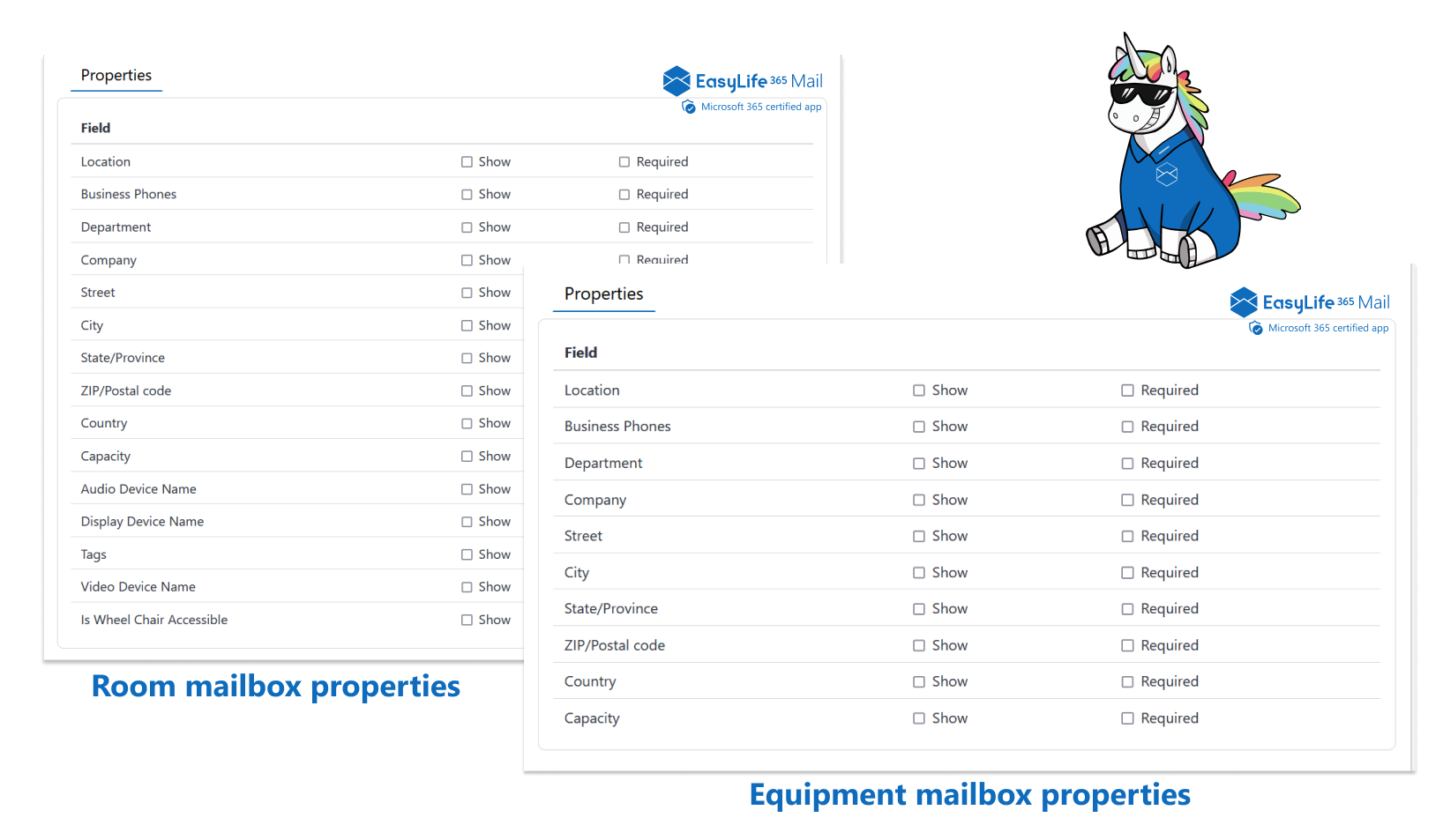 EasyLife 365 Mail - Custom Field Properties Management