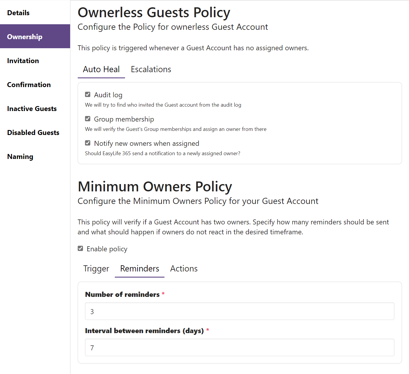 Ownership Policy Details