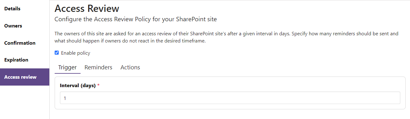 learning SharePoint access review policy